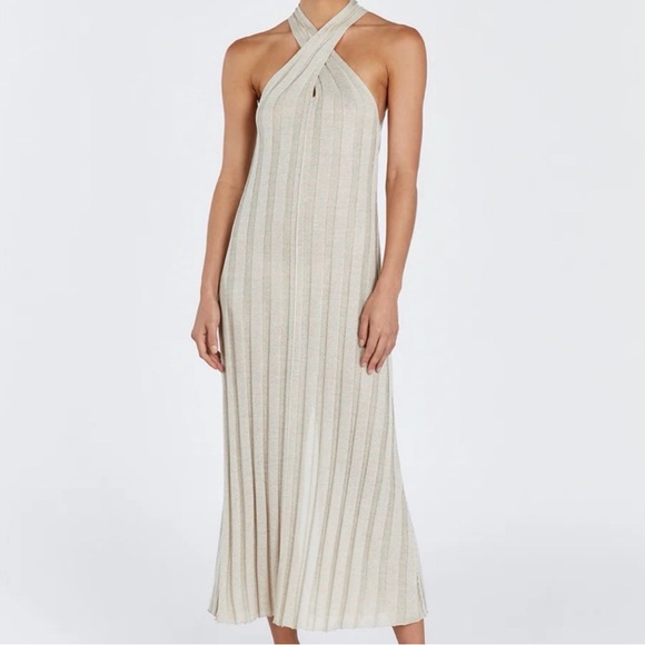 DISSH Dresses & Skirts - DISSH Everly Silver Knit Twist Dress